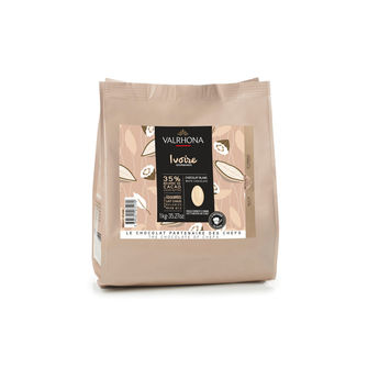 Achat en ligne Sac de fèves chocolat blanc Ivoire 35% 1 kg - Valrhona