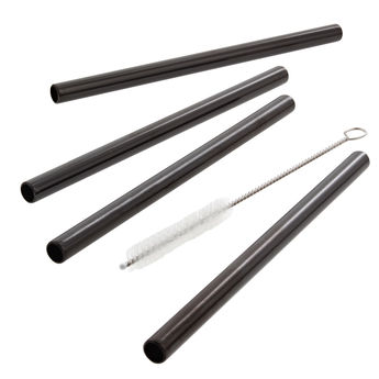 Achat en ligne Set de 4 pailles courtes en inox noir avec brosse de nettoyage 14 cm - Point Virgule