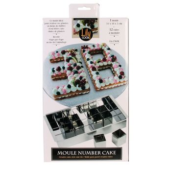 Achat en ligne Moule en inox pour number cake et letter cake : un moule et 12 cubes à moduler - Lily Cook