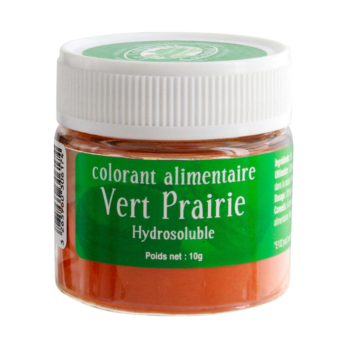 Colorant alimentaire en poudre hydrosoluble vert prairie 10 gr - Un jour une épice