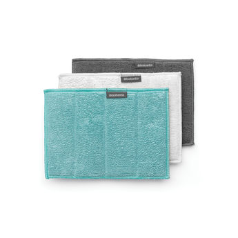 Achat en ligne 3 éponges de nettoyage en microfibre grise. blanche et bleue 17.5x23.5cm - Brabantia