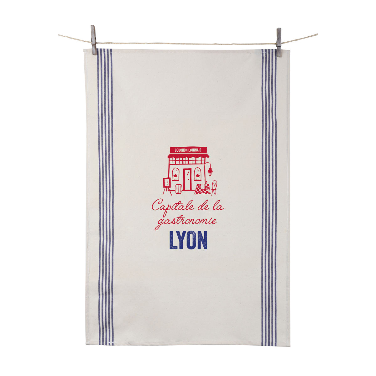 Torchon Lyon capitale de la gastronomie 55x80 cm 100% coton - Tissage de L´Ouest