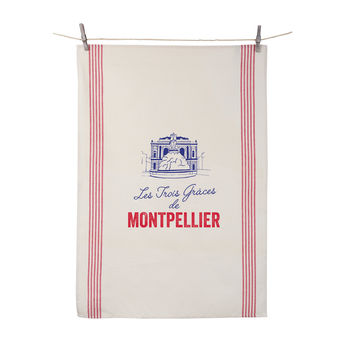 Achat en ligne Torchon Les trois grâces de Montpellier 55x80 cm 100% coton - Tissage de L´Ouest