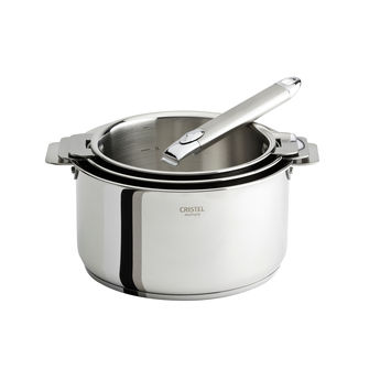 Achat en ligne Série 3 casseroles inox amovibles 16 à 20 cm Casteline + poignee - Cristel