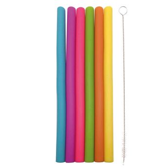 Achat en ligne Set de 6 pailles droite en silicone multicolore - Dotz