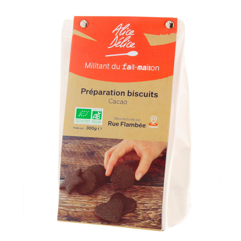 Préparation biscuits cacao bio sans gluten 300 gr - Alice Délice