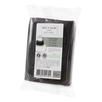 Achat en ligne Pâte à sucre sans huile de palme noire 250 gr