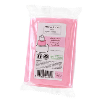 Achat en ligne Pâte à sucre sans huile de palme rose 250 gr