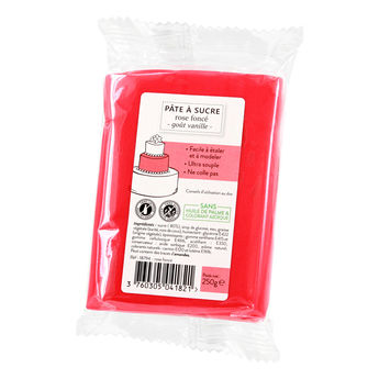 Achat en ligne Pâte à sucre sans huile de palme rose foncée 250 gr