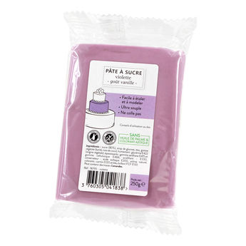 Achat en ligne Pâte à sucre sans huile de palme violette 250 gr