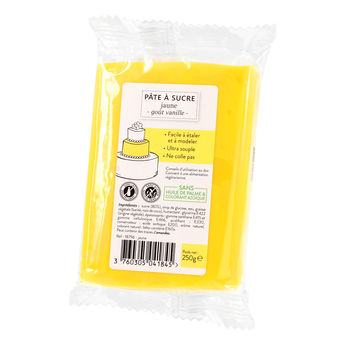 Achat en ligne Pâte à sucre sans huile de palme jaune 250 gr