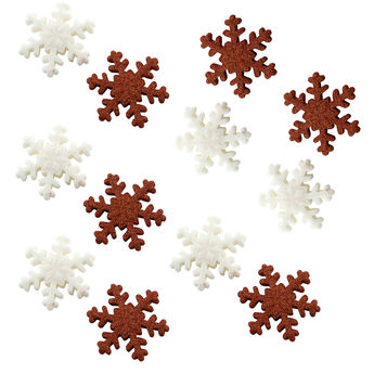 Achat en ligne Plaque de décors comestibles : 12 flocons dorés et blancs Noël 3 cm