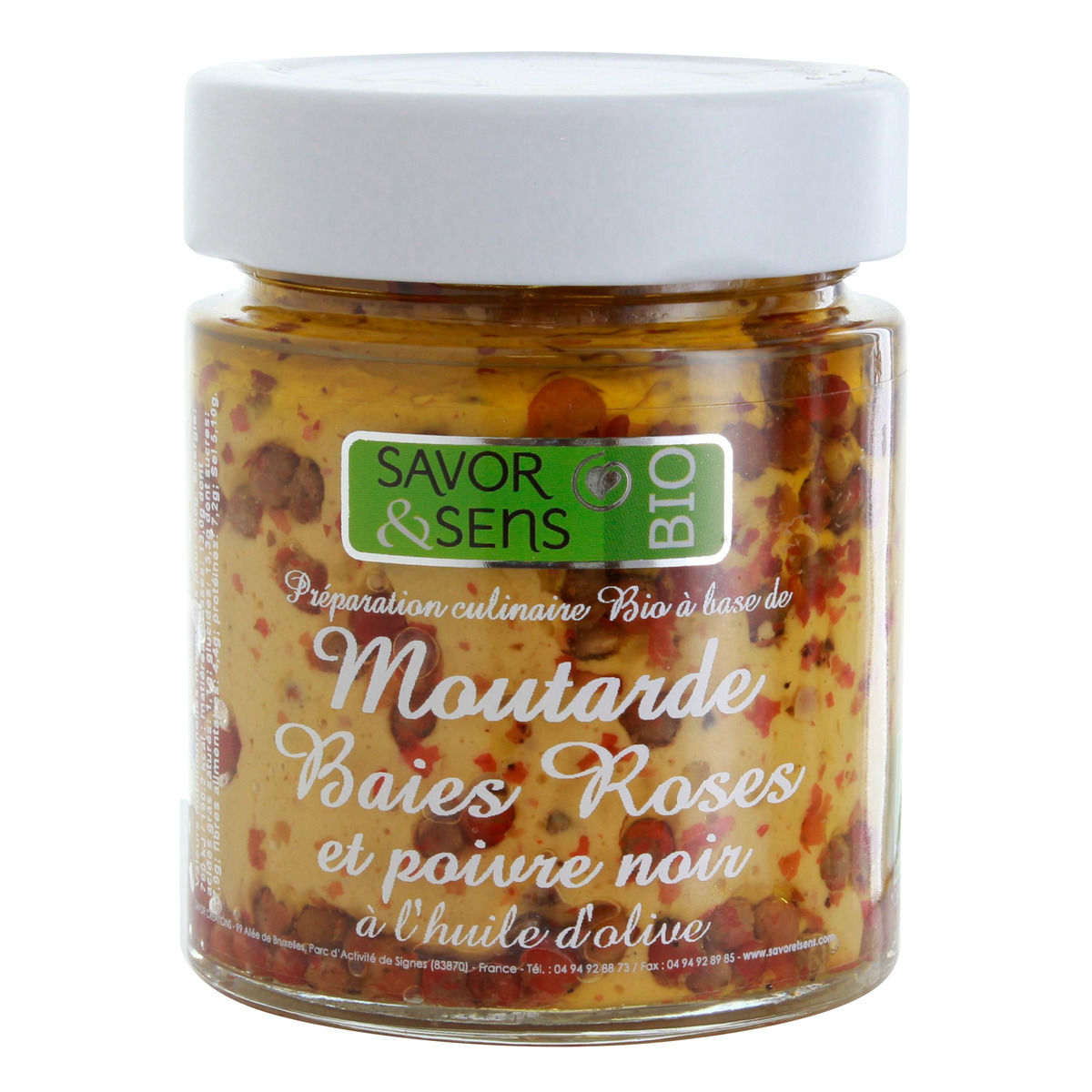 Moutarde bio baies roses poivre noir 130g - Savor et Sens