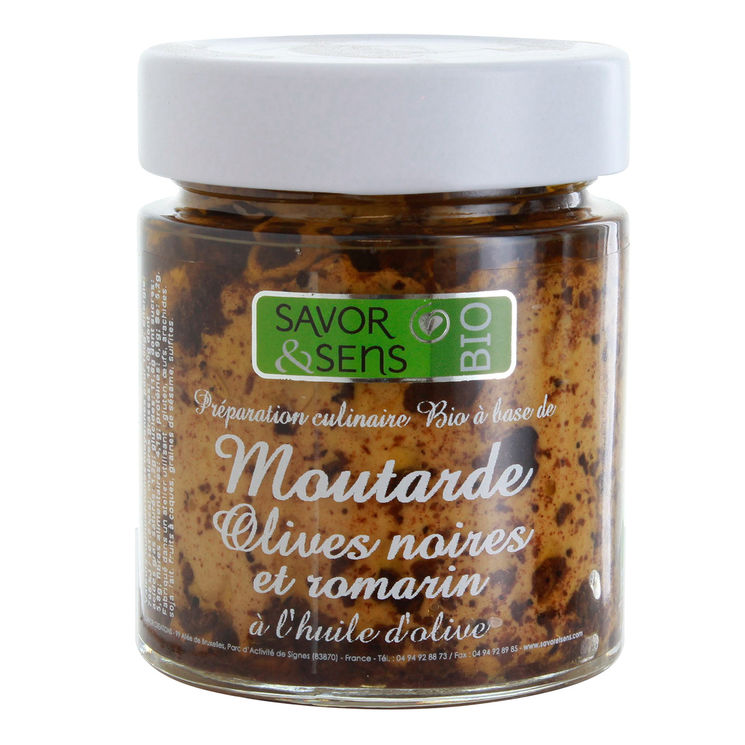 Moutarde olives noires romarin 130g - Savor et Sens