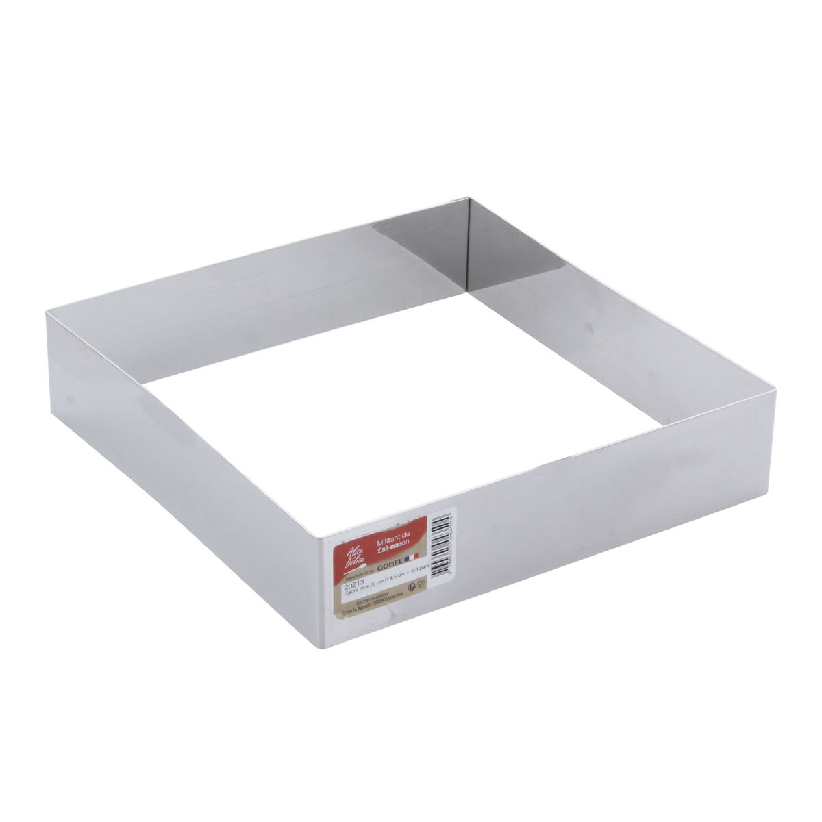 Cadre à pâtisserie carré en inox 20 cm hauteur 4.5 cm - 6/8 parts  Alice Délice