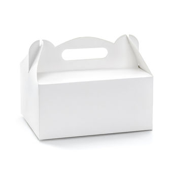 Achat en ligne 10 boites à gâteaux en carton blanc avec poignées 19 x 14 x 9 cm - Party Deco