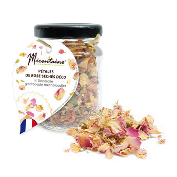 Achat en ligne Pot de pétales de roses séchées comestibles pour décoration de gâteaux 4.5 gr - Mirontaine