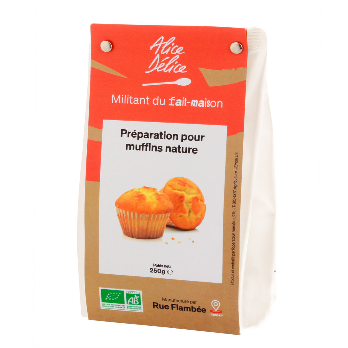 Préparation muffins nature bio sans gluten 250 gr - Alice Délice