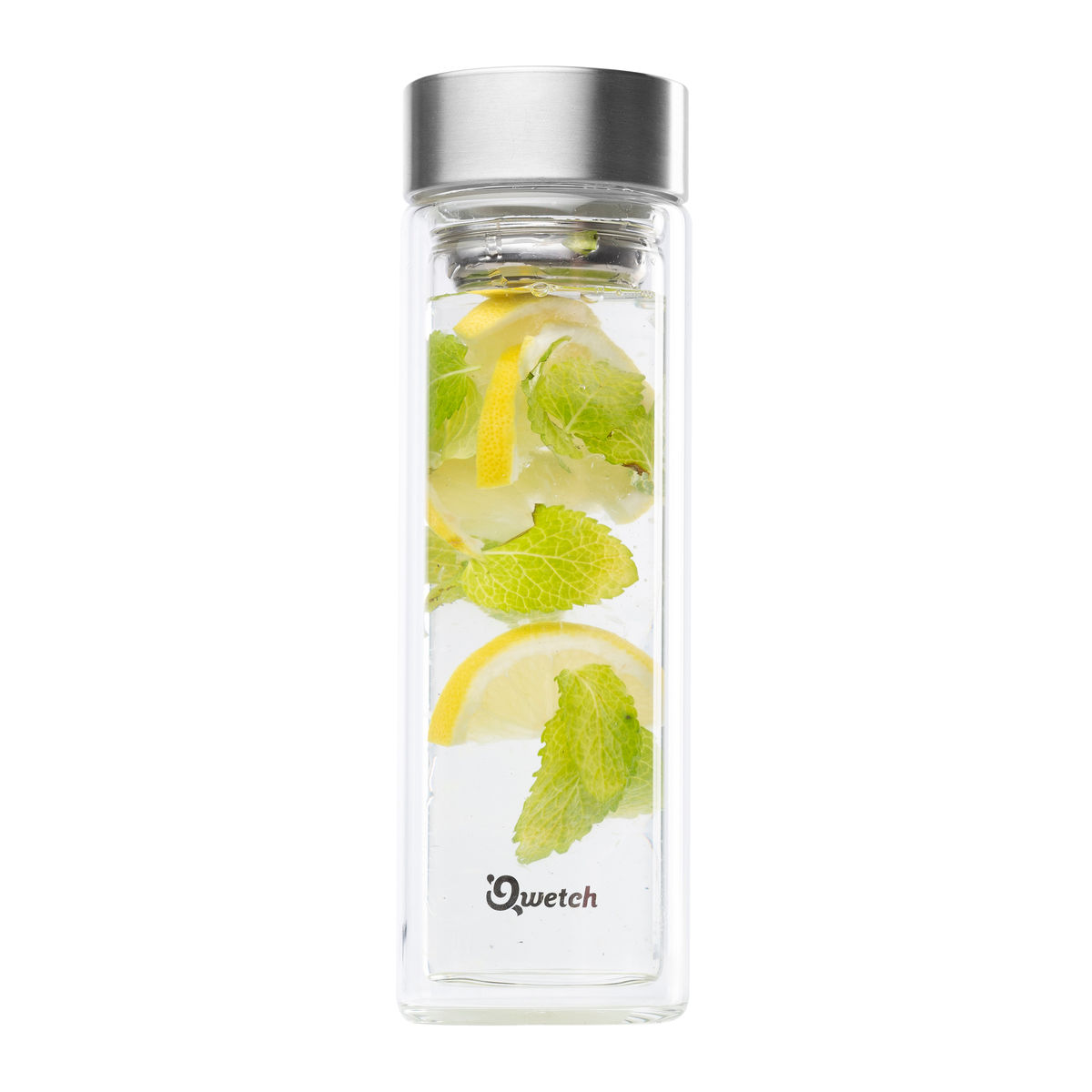 Théière verre double paroi inox brossé 430ml - Qwetch