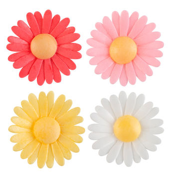 Achat en ligne Décor en azyme : 15 marguerites blanches, jaunes, et roses 4,5 cm