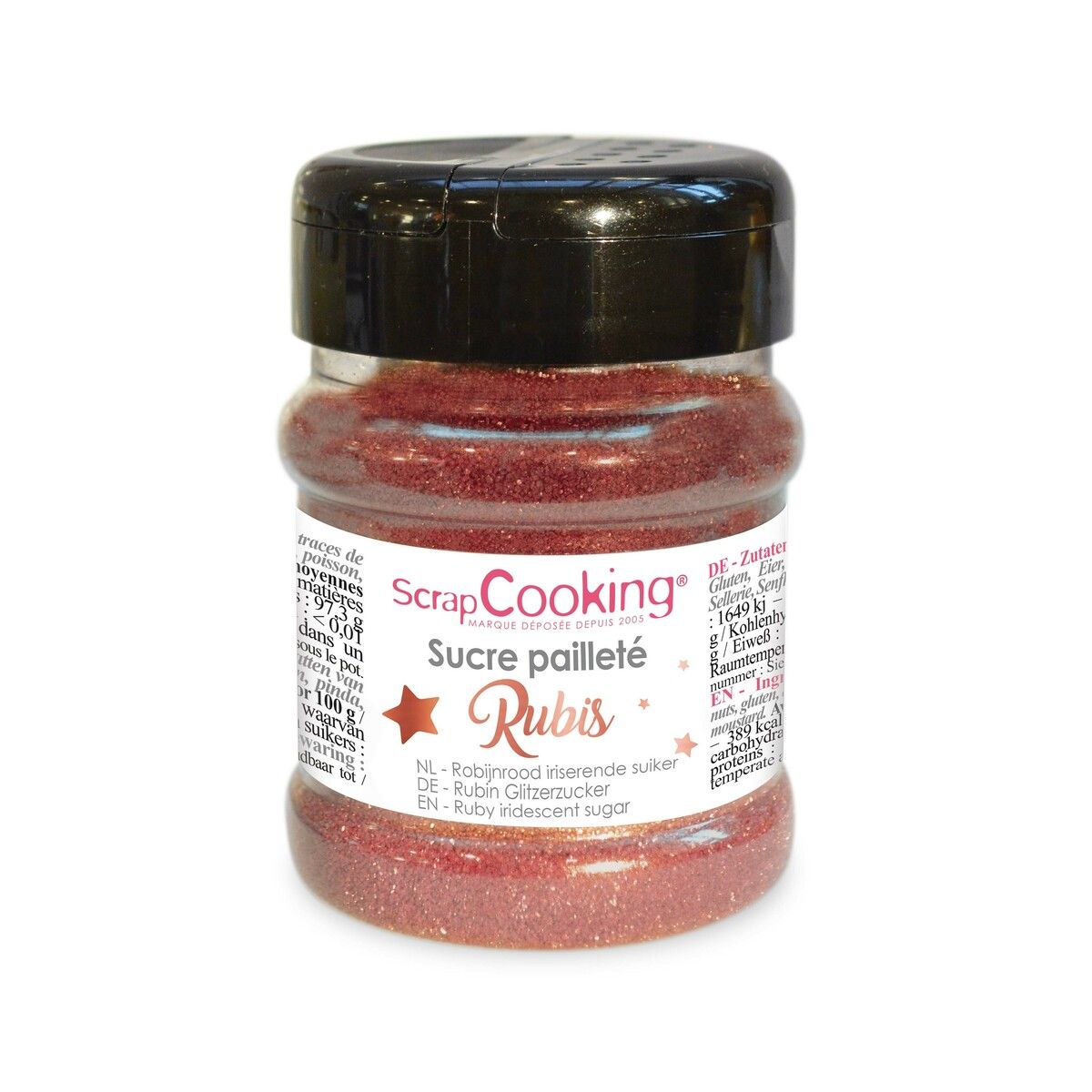 Sucre pailleté rose rubis 160 gr - Scrapcooking