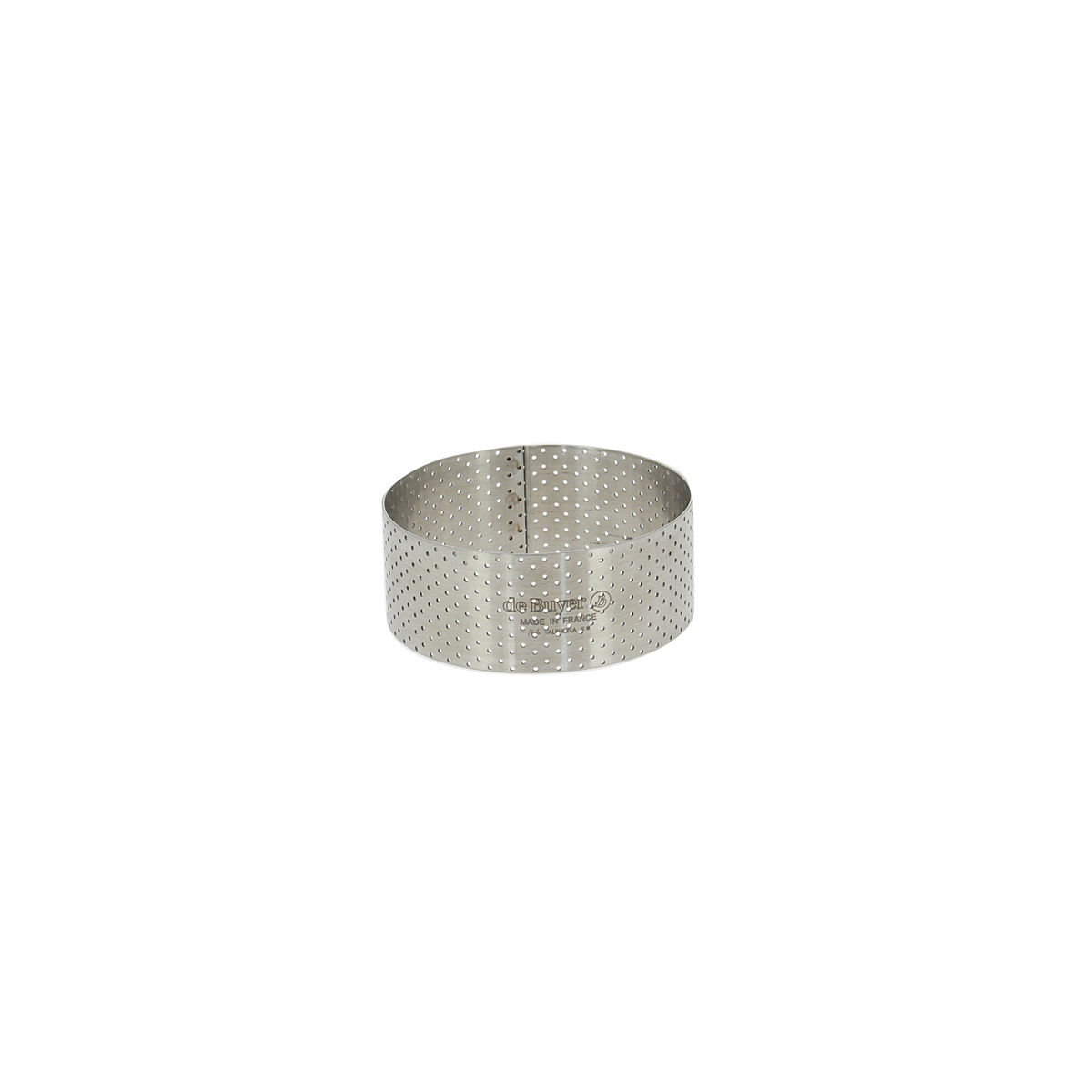 Cercle à tartelette haut en inox perforé 7,5 cm hauteur 3,5 cm - De Buyer