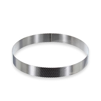 Achat en ligne Cercle à tarte haut en inox perforé 24,5 cm hauteur 3,5 cm - De Buyer