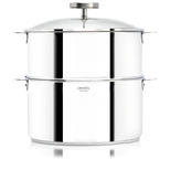 Biome cuisson saine 3 en 1 avec cuit vapeur 24 cm incluant un thermomètre et anses noires - Cristel