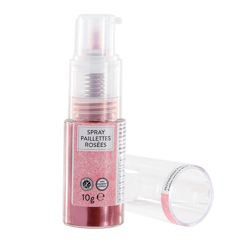 Spray paillettes alimentaires or rose 10 gr