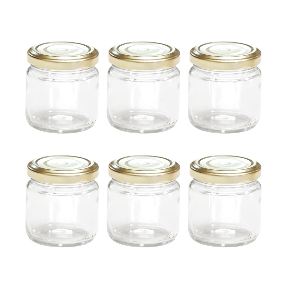 Lot de 6 bocaux de conservation en verre avec couvercle doré 100 ml - Alice Delice