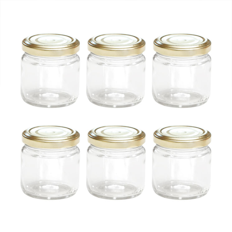 Lot de 6 bocaux de conservation en verre avec couvercle doré 100 ml - Alice Delice