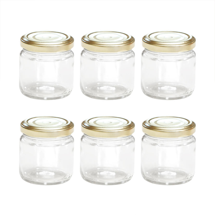 Lot de 6 bocaux de conservation en verre avec couvercle doré 100 ml - Alice Delice