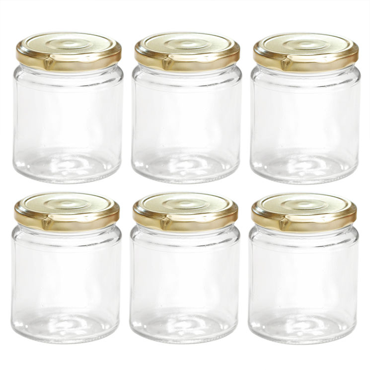 Lot de 6 bocaux de conservation en verre avec couvercle doré 300 ml - Alice Delice