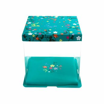 Achat en ligne Boîte à gâteaux vitrine papillons et fleurs colorés 31 x 31 x 26 cm - Patisdecor