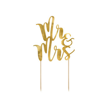 Achat en ligne Décor de gâteau : mariage Mr & Mrs doré 25,5 cm - Party deco