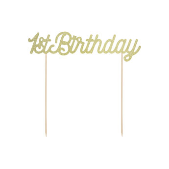 Achat en ligne Décor de gâteau : premier anniversaire 1st Birthday doré 21 cm - Party deco