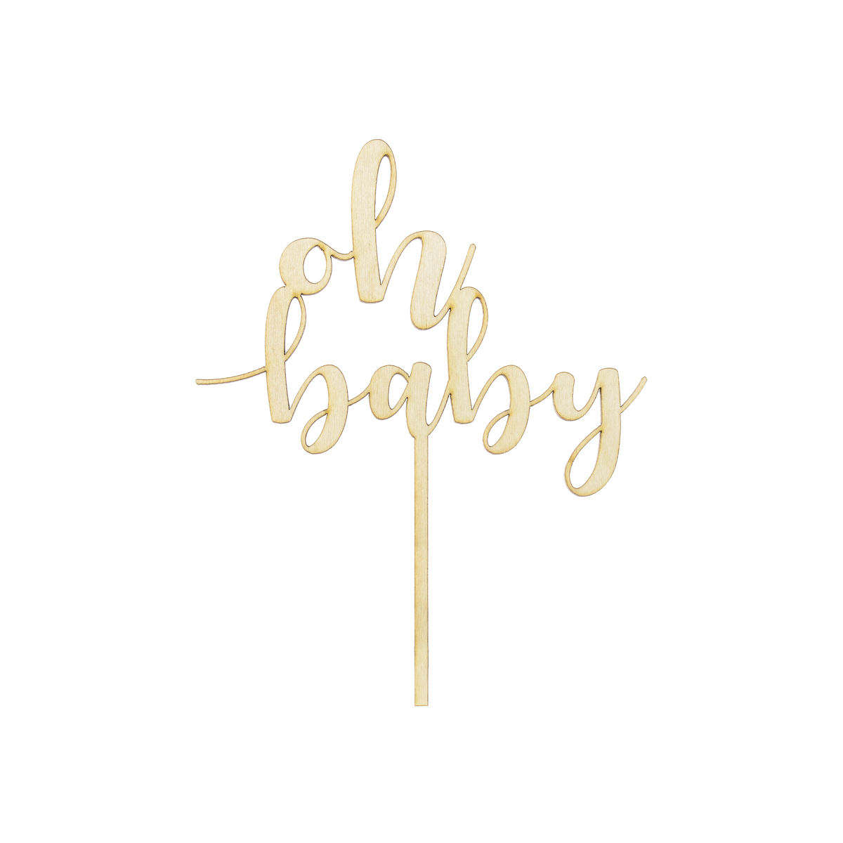 Décor de gâteau : Oh Baby en bois 13,5 x 17 cm - Party deco