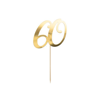 Achat en ligne Décor de gâteau : anniversaire 60 doré 20,5 cm - Party deco