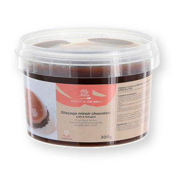 Achat en ligne Glaçage miroir prêt à l´emploi pour entremets congelés et gâteaux cuits marron chocolaté 300 gr - Alice Délice