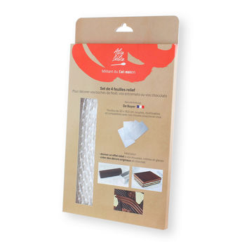 Achat en ligne 4 feuilles relief en plastique souple pour bûche de Noël ou chocolat - Alice Délice