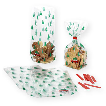 Achat en ligne 10 sachets confiseur avec clips Sapins de Noël 11.5 x 19 cm - Zischka