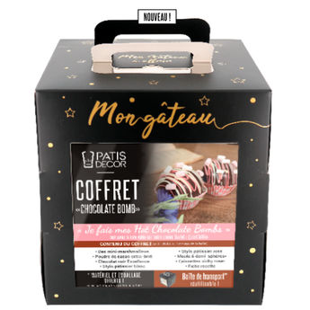 Achat en ligne Coffret choco bombs de Noël : un moule 6 demi-sphères, une fiche recette, caissettes et ingrédients - Patisdecor