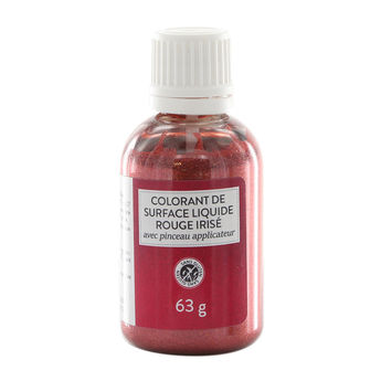 Achat en ligne Colorant alimentaire de surface liquide avec pinceau applicateur rouge irisé 63 gr