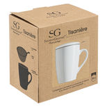 Tisanière tasse à thé avec infuseur et couvercle en faïence blanche 32 cl - Secret de gourmet