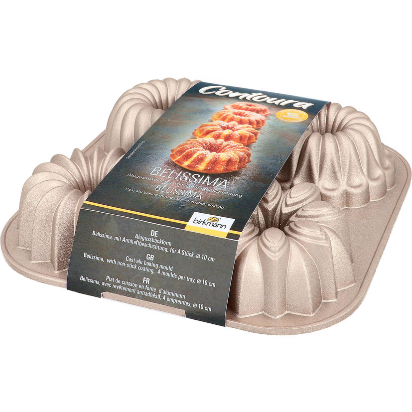 Moule bundt cake : Contoura Belissima 4 gâteaux 10 cm en fonte d´aluminium - Birkmann