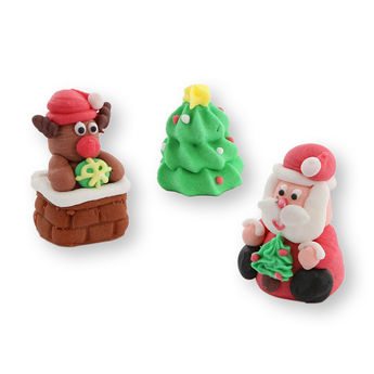 Achat en ligne Décor 3D : 3 sucres décoratifs Sapin, Renne et Père Noël 4 cm