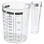 Verre doseur en plastique transparent double mesure 1 L - 5 Five