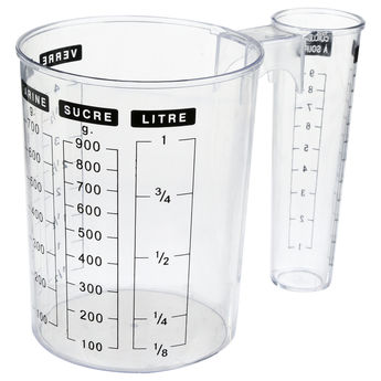 Achat en ligne Verre doseur en plastique transparent double mesure 1 L - 5 Five