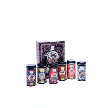 Achat en ligne Coffret 6 cacaos bio : caramel, miel et amande, du trappeur, cannelle, sucré nature et onctueux comme avant 6 x 100 gr - Quai Sud