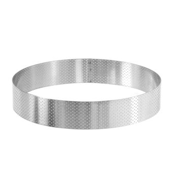 Achat en ligne Cercle à tarte haut en inox perforé 24 cm hauteur 4.5 cm - Alice Délice